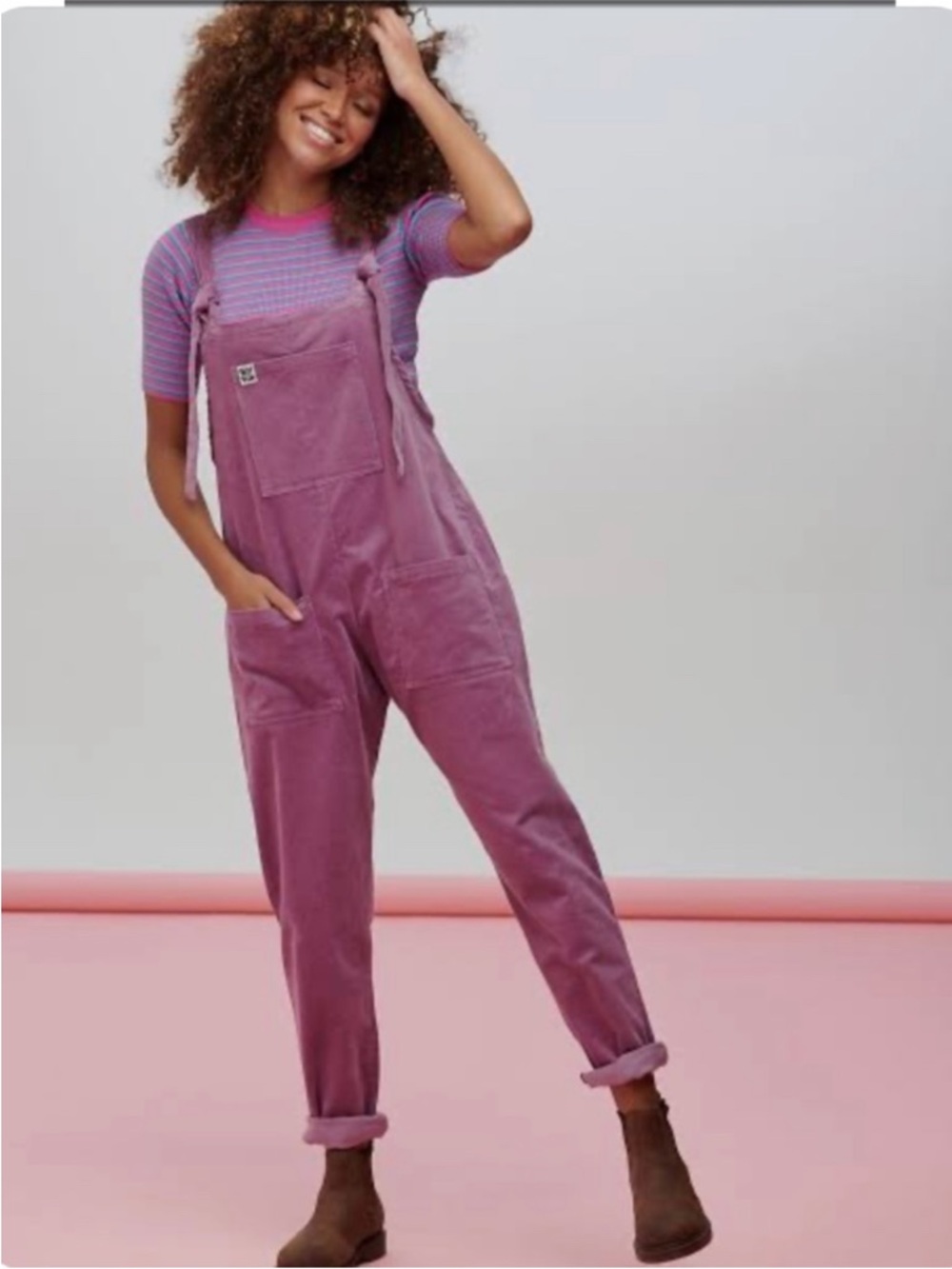 Lucy & Yak Organic Original Corduroy Overall Jumpsuit Purple Grape Size 8 Long